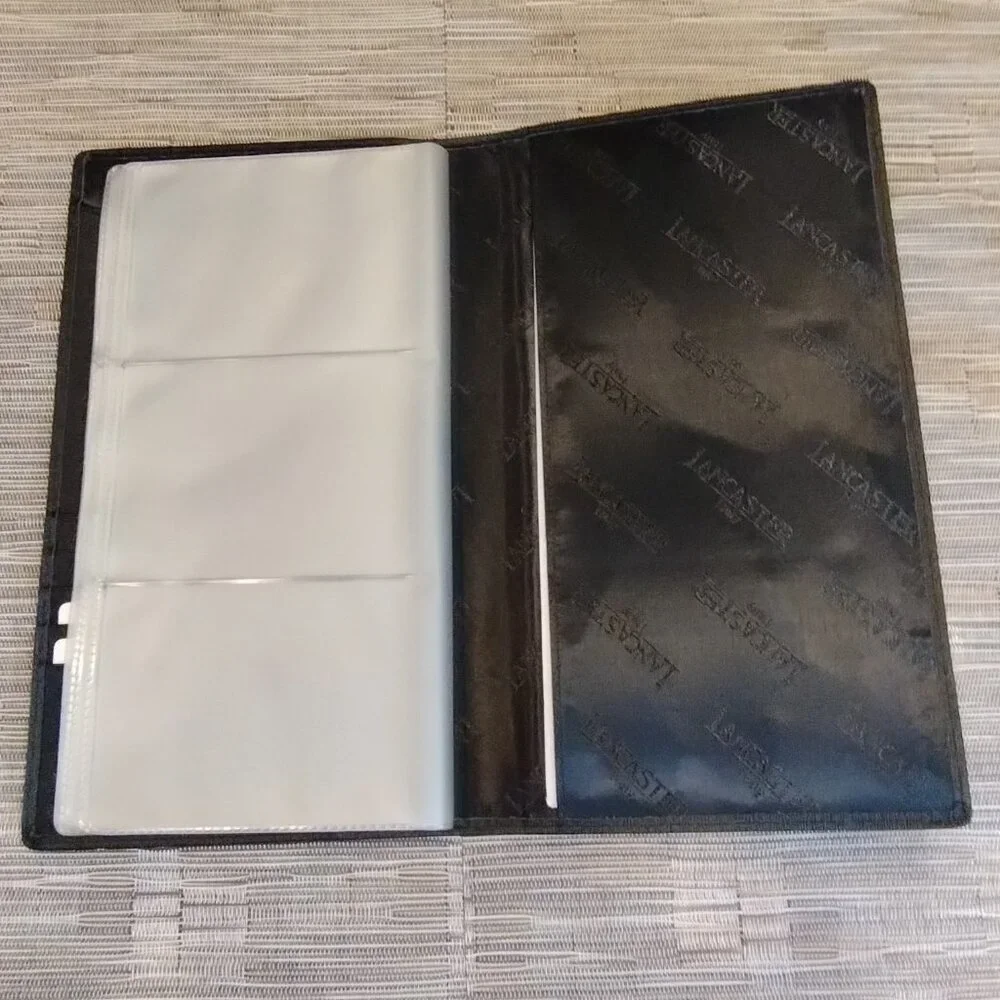 Lancaster Italy Black Leather Wallet/Photo/CC/Biz Card Holder New Cert of Auth